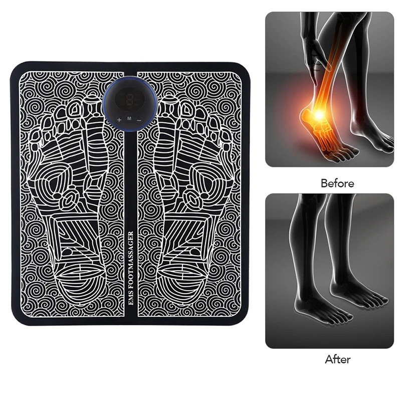 EMS Electric Foot Stimulator Massager Folding Portable Electric Massage Mat Full Automatic Circulation Massage for Men & Women