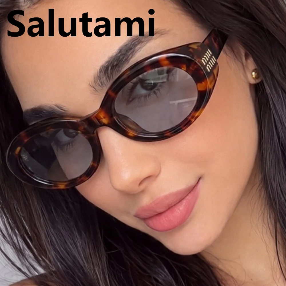 New Fashion Leopard Print Oval Women Sunglasses Stylish High-End Outdoor Sun Glasses Trendy Retro Uv400 Shades