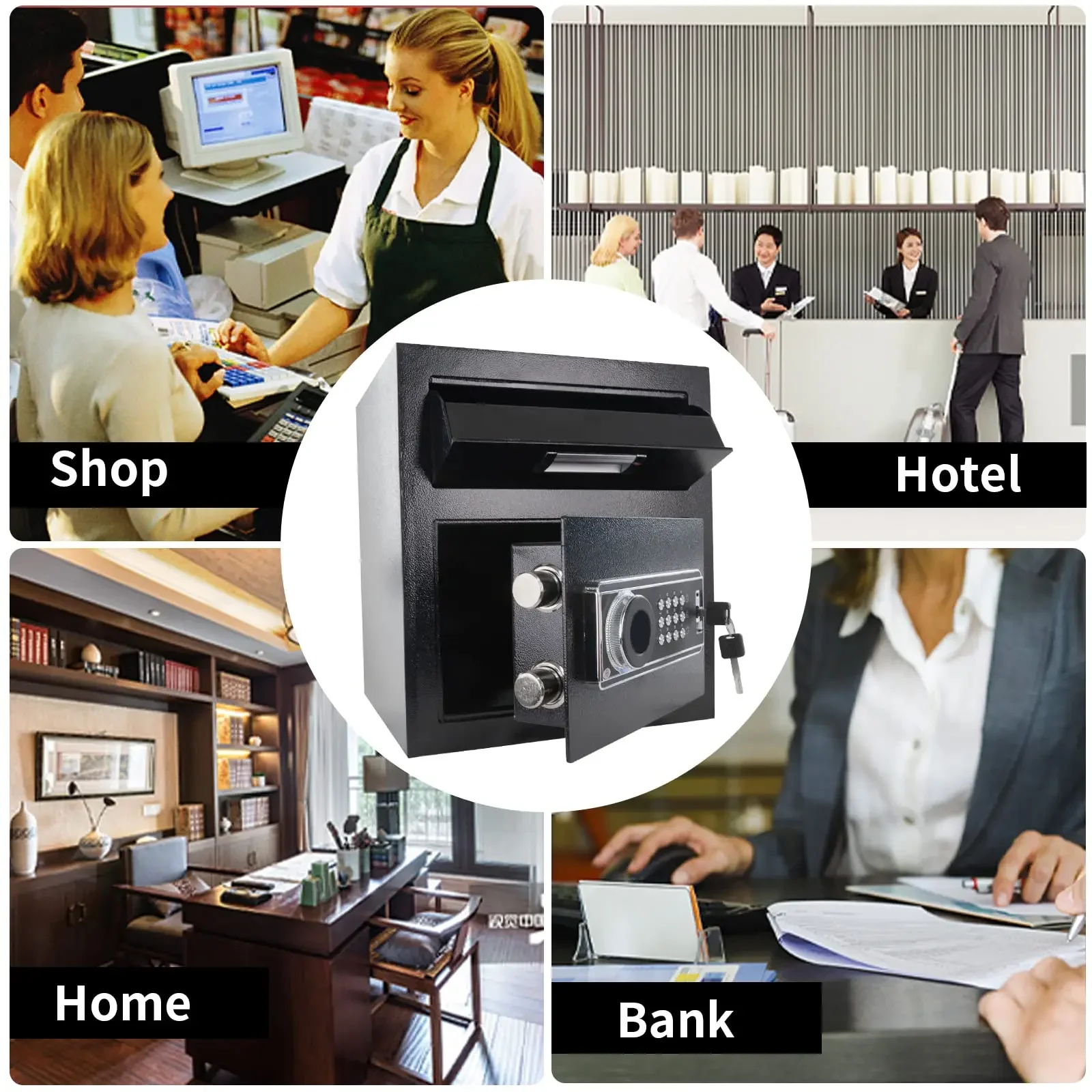 

-Security Safe Box with Digital Keypad Safety Key Lock for Home Business Office Hotel Money Document Jewellery Passport Storage