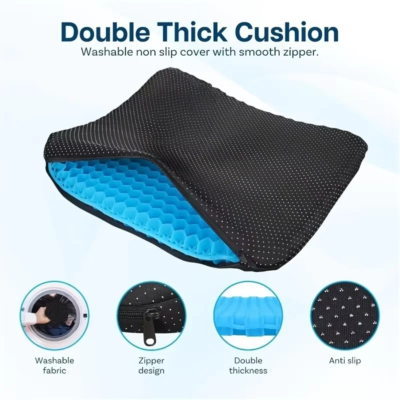 Cooling Gel Seat Cushion Honeycomb Breathable Chair Pad Summer Car Seat Mats for Home Office Driving Relieves Hip Discomfort