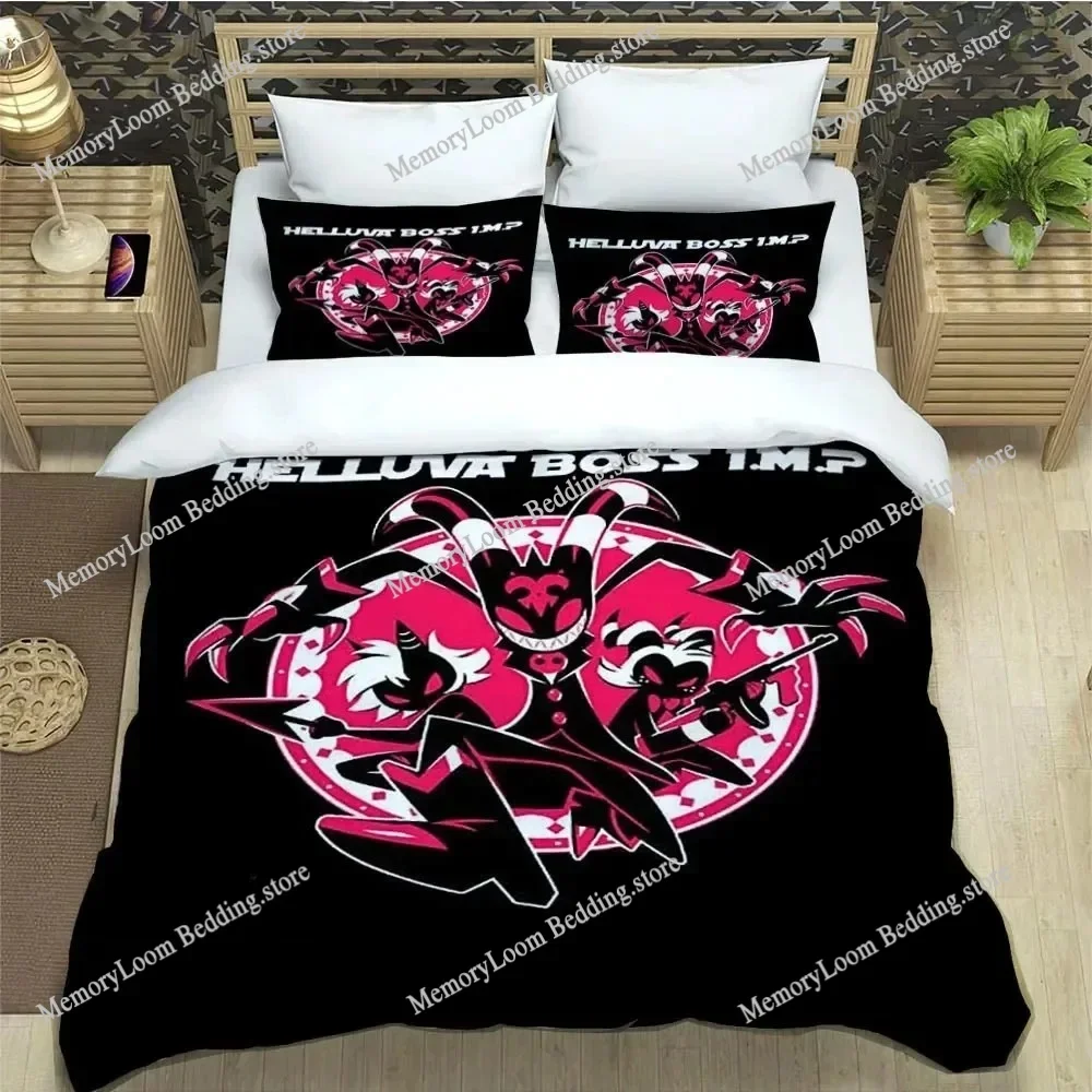 3D Printed Anime H-Helluva Boss Bedding Set Boys Girls Twin Queen Size Duvet Cover Pillowcase Bed Kids Adult Home Textileextile