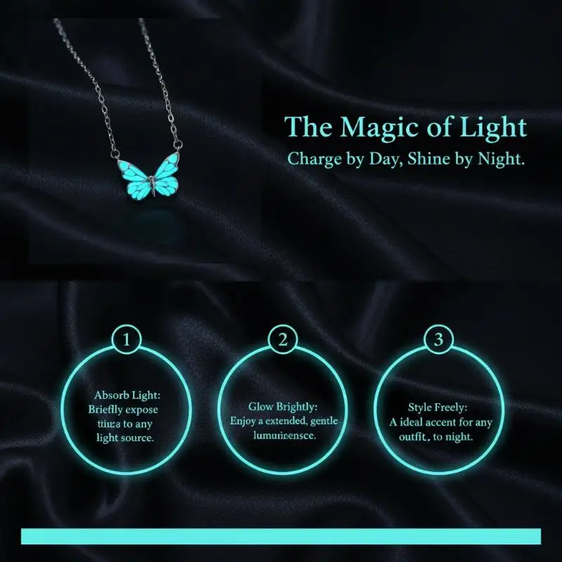 Glow In Dark Blue Butterfly Clavicle Chain Dainty Jewelry for Women Night Out Club Party Accessories