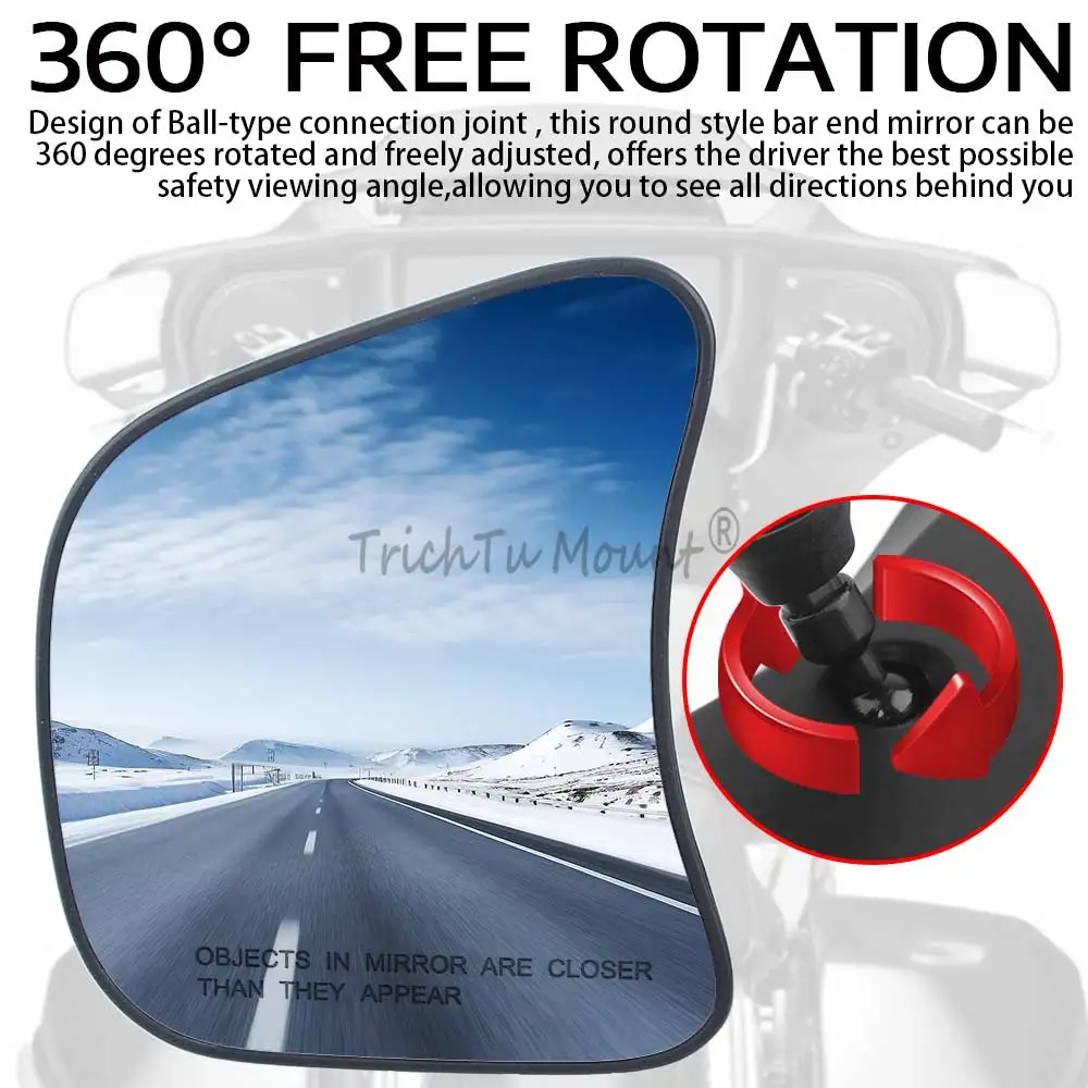 Motorcycle Fairing Rear View Mirrors Rotatable Side Mirror Fit For Harley Davidson Street Glide FLHX CVO FLHXSE 2023 -Up