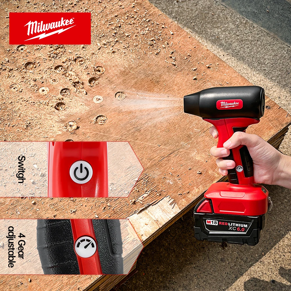 Milwaukee Cordless Elettrico Mini Turbo Ventilatore Macchina per spolverare Multifunzione Ventilatore di Polvere Portatile Turbo Jet Ventola Strumento 18V Batteria