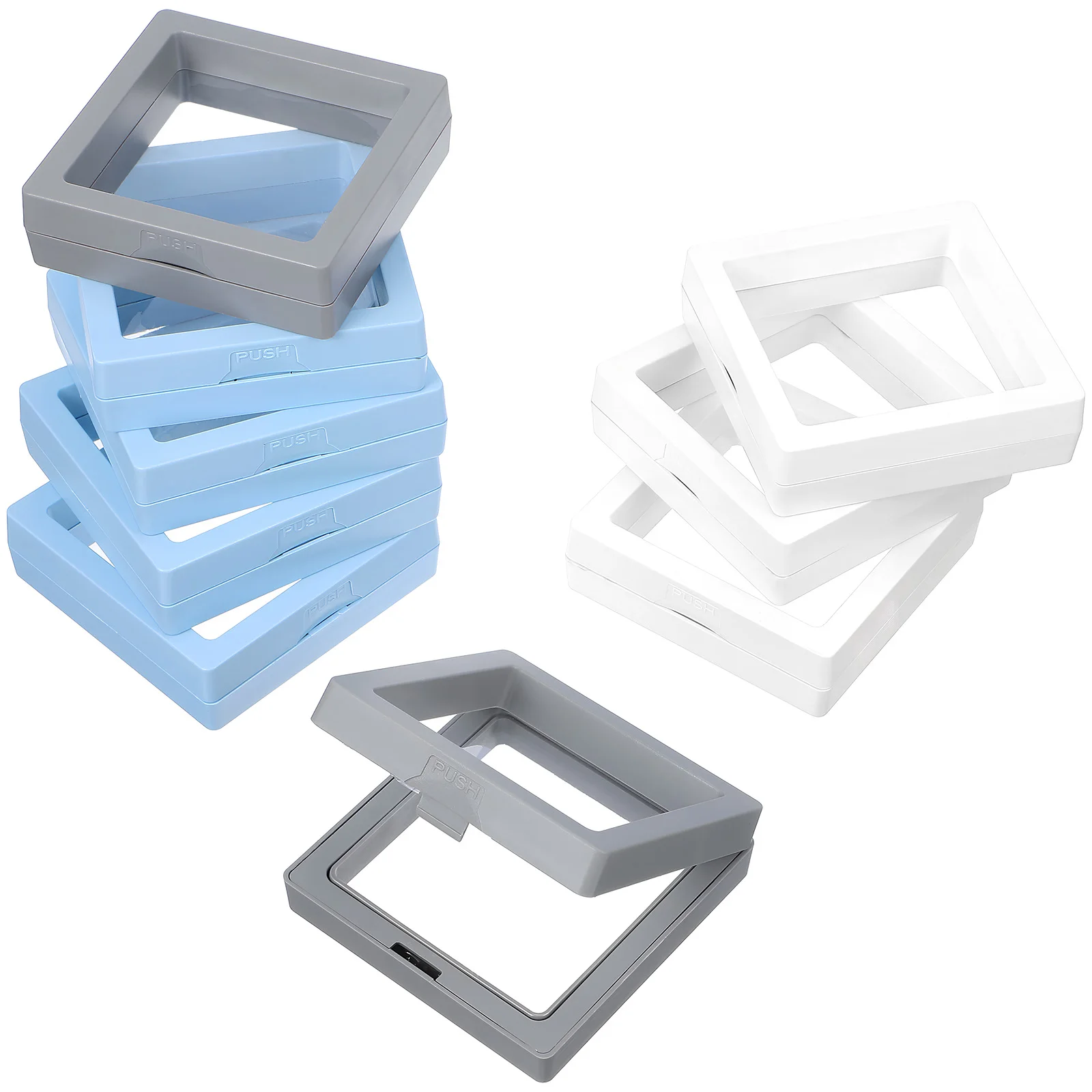

9 Pcs Film Display Box Clear Floating Frame Jewelry Holder Transparent Plastic Stand Display Case for Folder Tag Storage