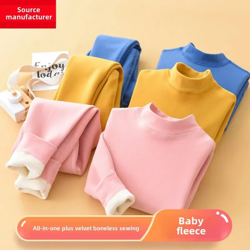 

Class A Baby Fleece Teen Children's Thermal Underwear Set Padded Thicken Warm Clothing Boys Girls Seamless Soft Cozy Long Johns