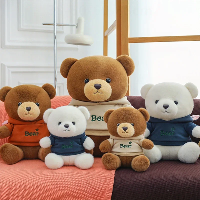 

45cm Kawaii Bear Stuffed Doll Plush Toy Bear in Hoodie Cute Teddy Bear Kids Birthday Xmas Gift Soft Stuffed Animal Doll Children