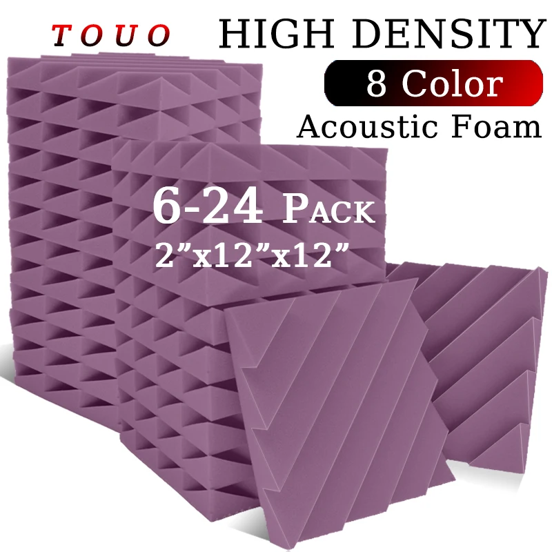 

TOUO Noise Sound-Absorbing Foams 6-24Pack Diamond Groove Sound Absorbing Foam 3D Decor Wall Panel Bedroom Design Foam Panel