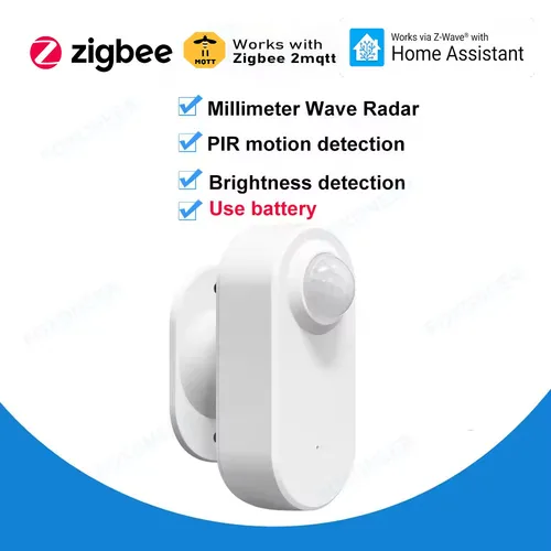 Imagen 1 del producto Detector de presencia humana Zigbee, detección de luminancia/distancia, Sensor de movimiento PIR inteligente compatible con asistente doméstico Zigbee de 2 mqtt