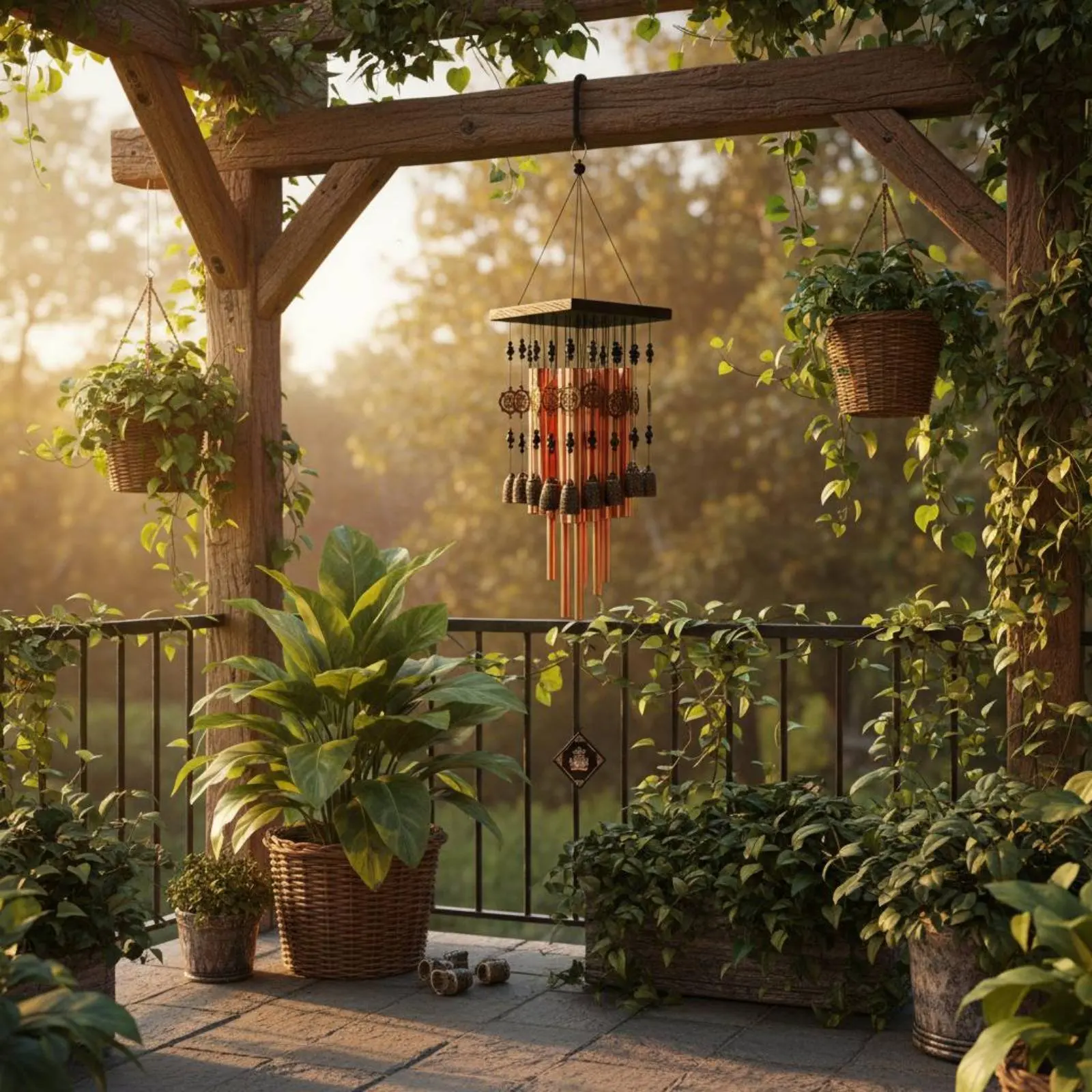 Copper Tube Wind Chime Easy to Hang Metal Wind Chime Decorative Hanging Bells Long-Lasting Garden Decor Year-Round for Balcony