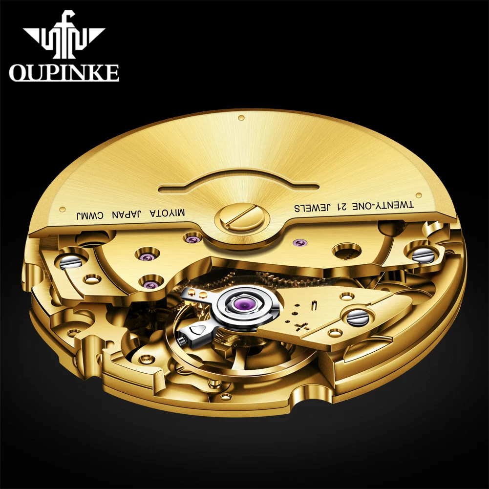 OUPINKE NO:3226 Men Wristwatch Inlaid With Genuine Gold Imported Movement Authentic Mechanical Watch Sapphire Mirror Waterproof