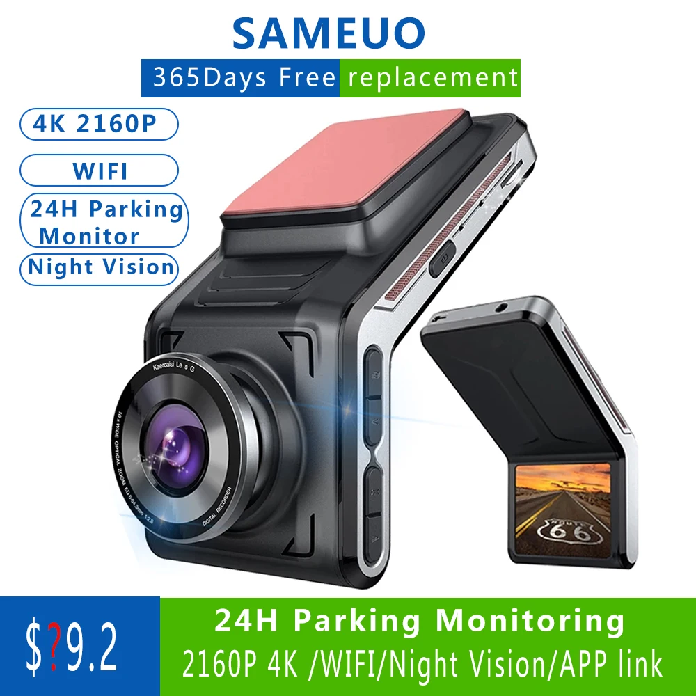 

U2000 4K Car DVR With 2 Cams Dash Cam Front And Rear Dashcam 2160P Video Recorder Car Camera Rear View 24H Parking Monitoring