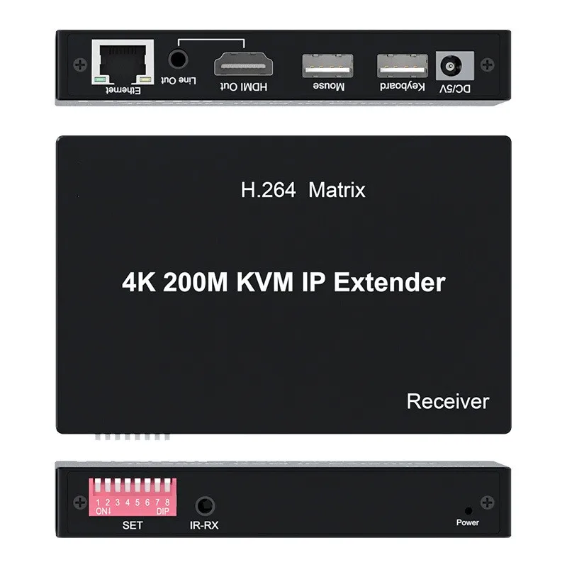 4K 200M HD IP KVM Extender over Cat5e/6 Cable H.264 HD KVM Matrix Extender Many TX to Many RX Support Mouse Keyboard PC TV