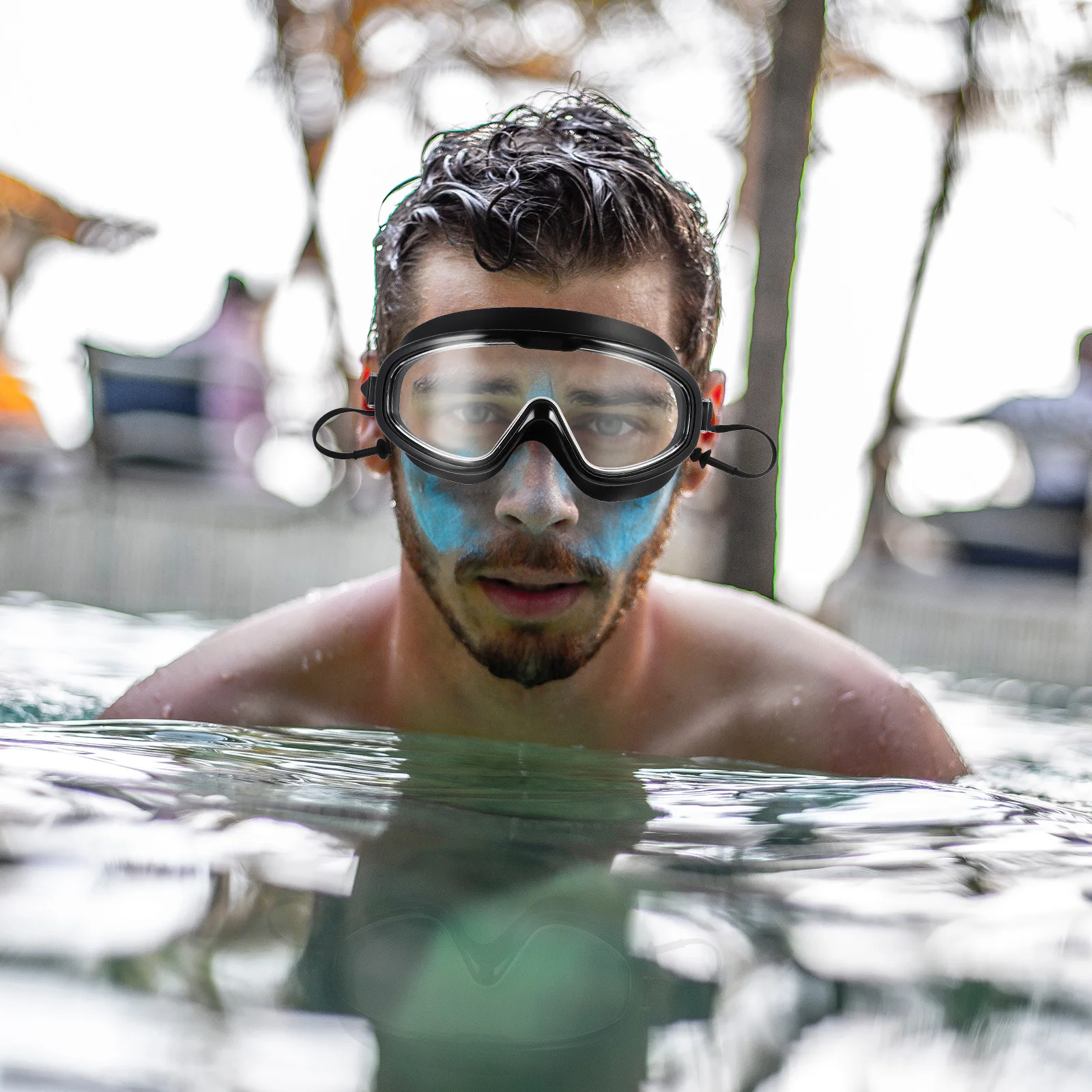 

1Pair Swim Goggles Anti Fog Waterproof Uv Resistant Scratch Proof Large Frame Adjustable Comfortable Clear Vision for Adult