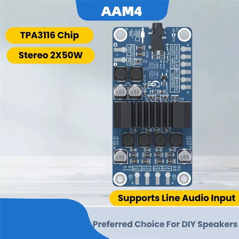 B29C-TPA3116 2x50w placa amplificador de áudio tpa3116 placa amplificador estéreo de áudio modo bypass estéreo sem som e sem fundo