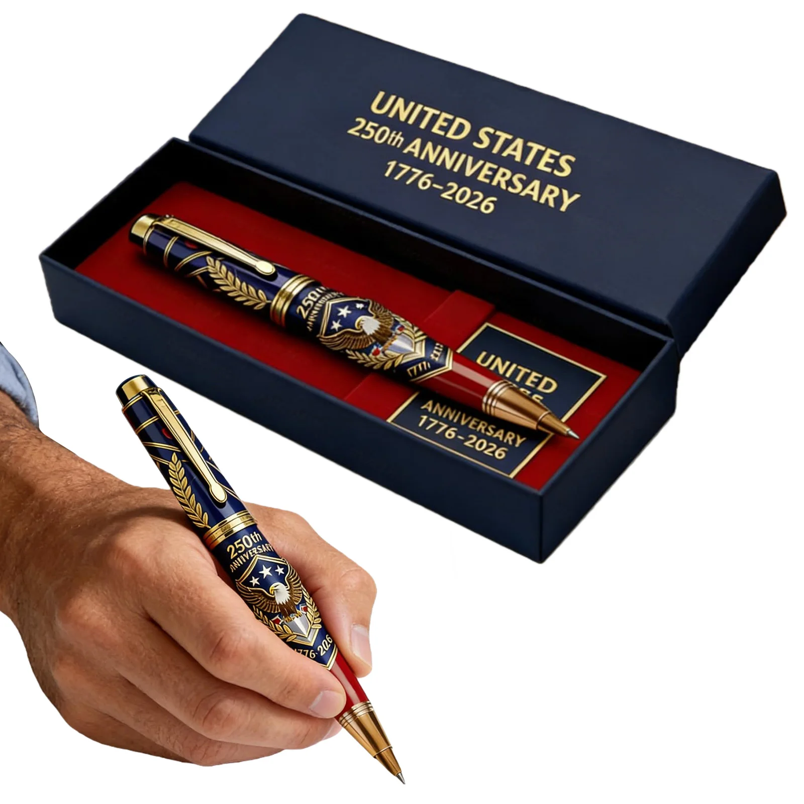 Stylo à bille commémoratif du 250e anniversaire - Stylo du 250e anniversaire avec boîte cadeau, Articles du 250e anniversaire, Stylos du 4 juillet