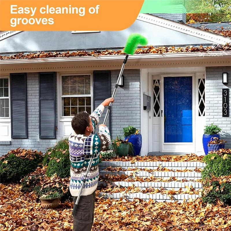 

BYBS-Gutter Cleaning Tools Telescopic Gutter Cleaner With 4Section Pole Reliable Gutter Cleaner Tool For Cleaning Leaves 1.8M