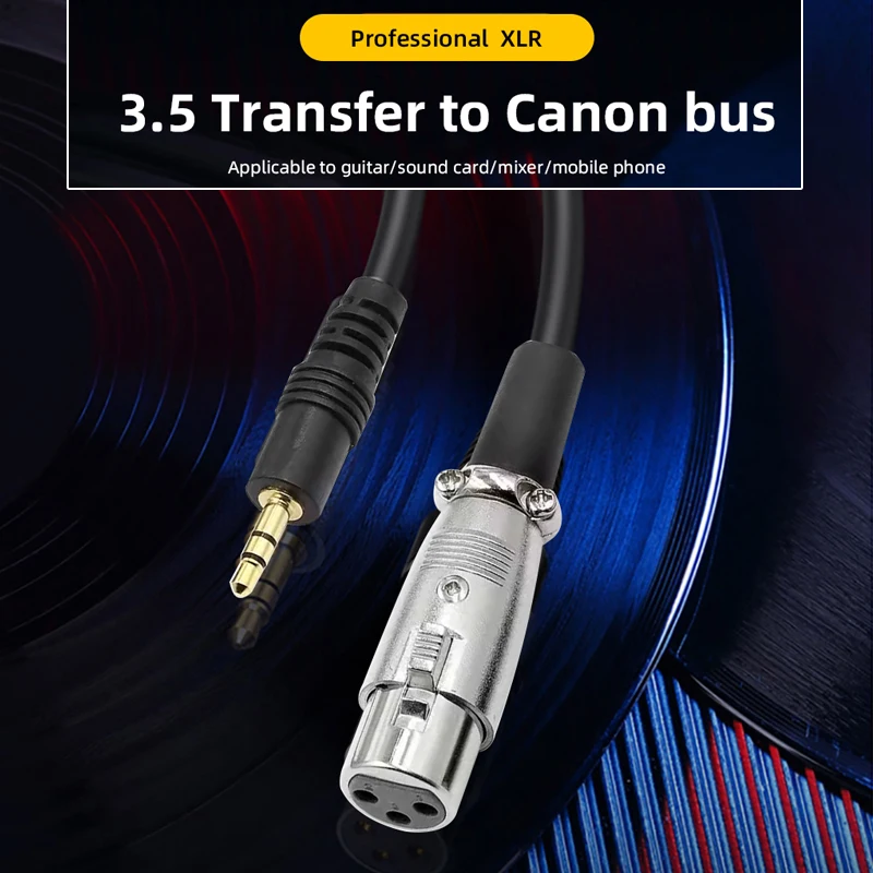 Kabel audio 3,5 mm na XLR AUX 3,5 Jack na żeński przedłużacz mikrofonu XLR do komputera Telefon Mikser Wzmacniacze Dźwięk Cannon