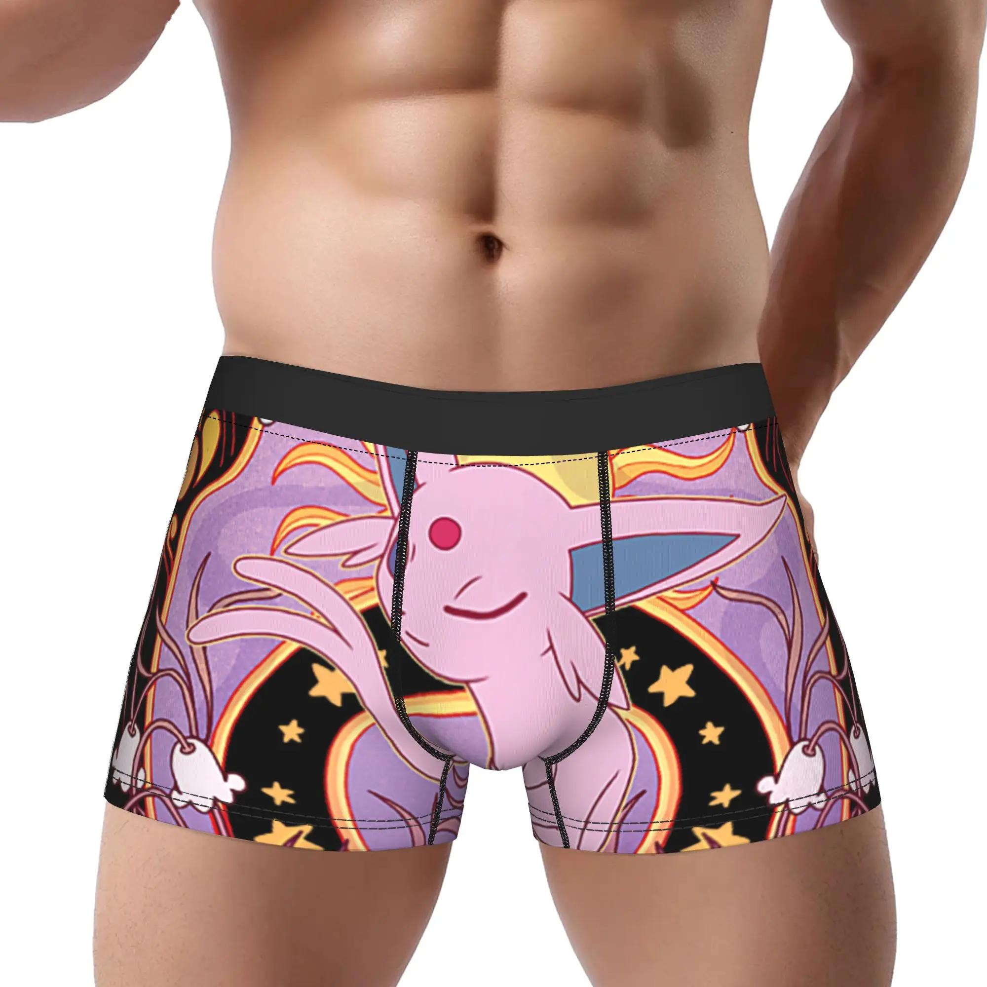 Calzoncillos tipo bóxer de tipo psíquico de Bandai Pokemon Espeon Eeveelutions, bragas transpirables, ropa interior para hombre, calzoncillos tipo bóxer