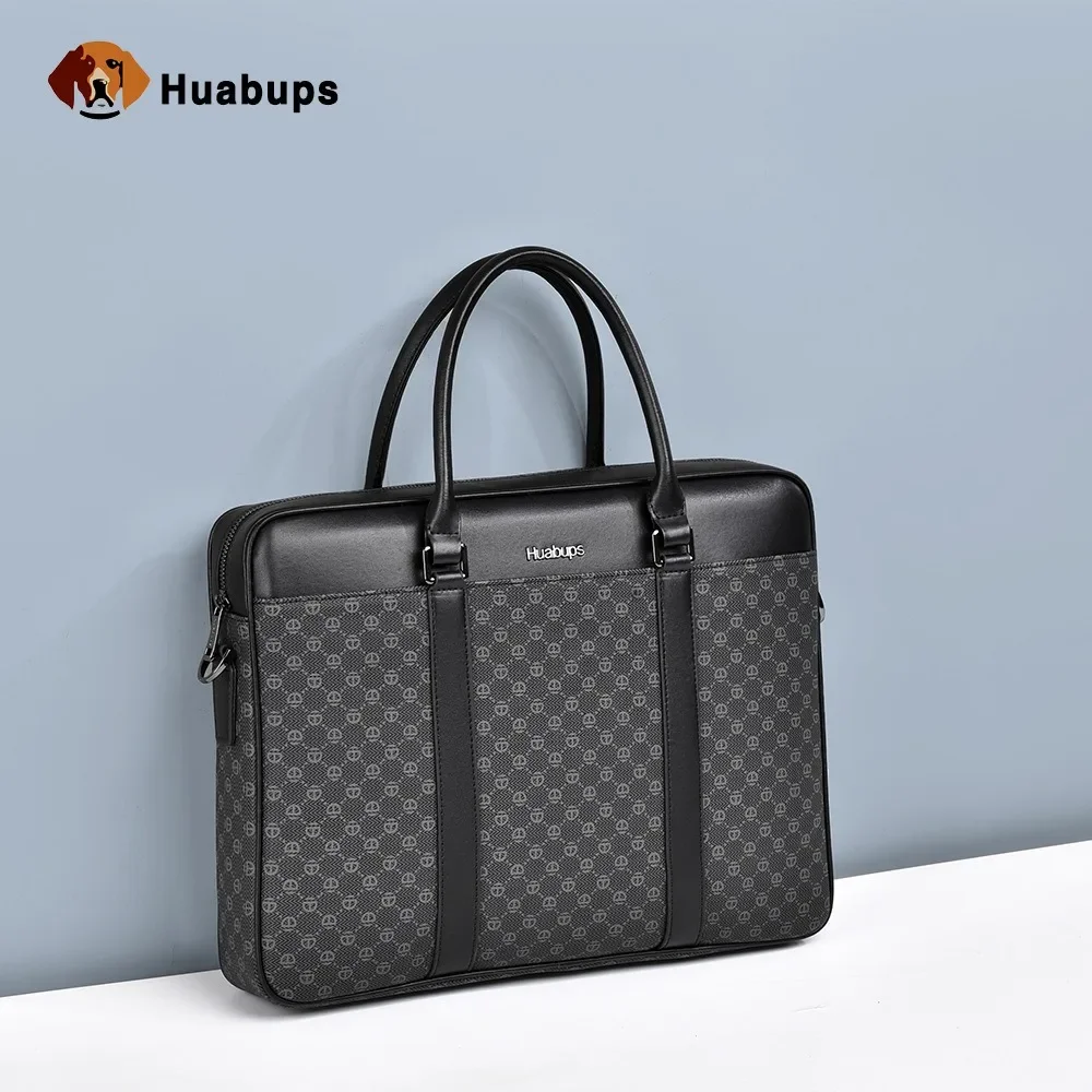 Double Layers Men's Leather Business Briefcase Casual Man Shoulder Bag 14inc Messenger Bag Male Laptops Handbags Men Travel Bags