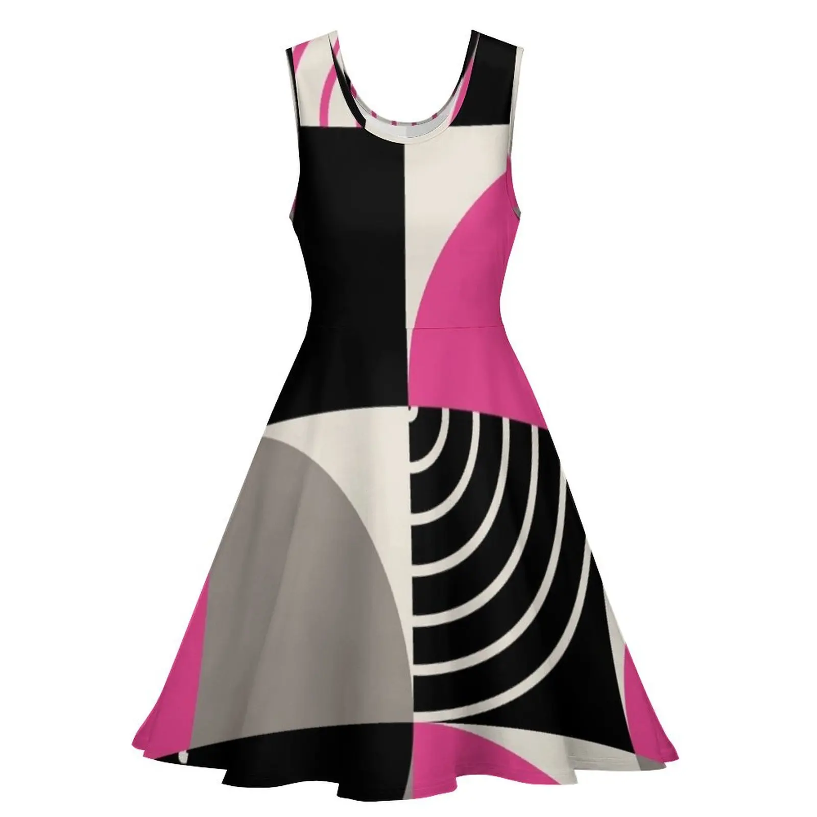 Geometric composition 824 Sleeveless Dress summer dress woman 2024 Female dress