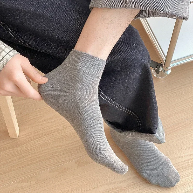 5Pairs Short Socks For Men New Simple Casual Daily Ankle Socks Male Breathable Business Plain Socks Comfortable Thin