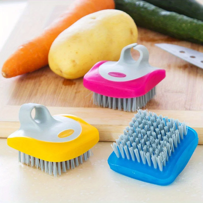 Portable Vegetable Fruit Cleaning Brush Ergonomic Handheld Potato Carrot Scrubber Brush Hanging Design Kitchen Food Washing