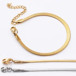 4pcs/2pcs No Fade Stainless Steel Snake Chain for Gold Color Bracelet with Extension Tail Chain DIY Jewelry Making Components