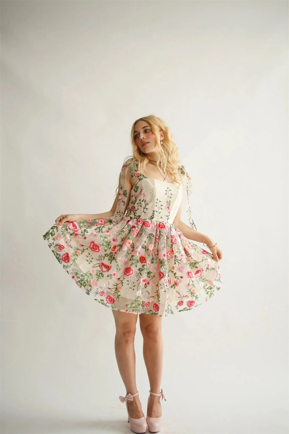 Annie-Vestidos De fiesta con flores bordadas, Vestidos De Noche De tul para ocasiones formales