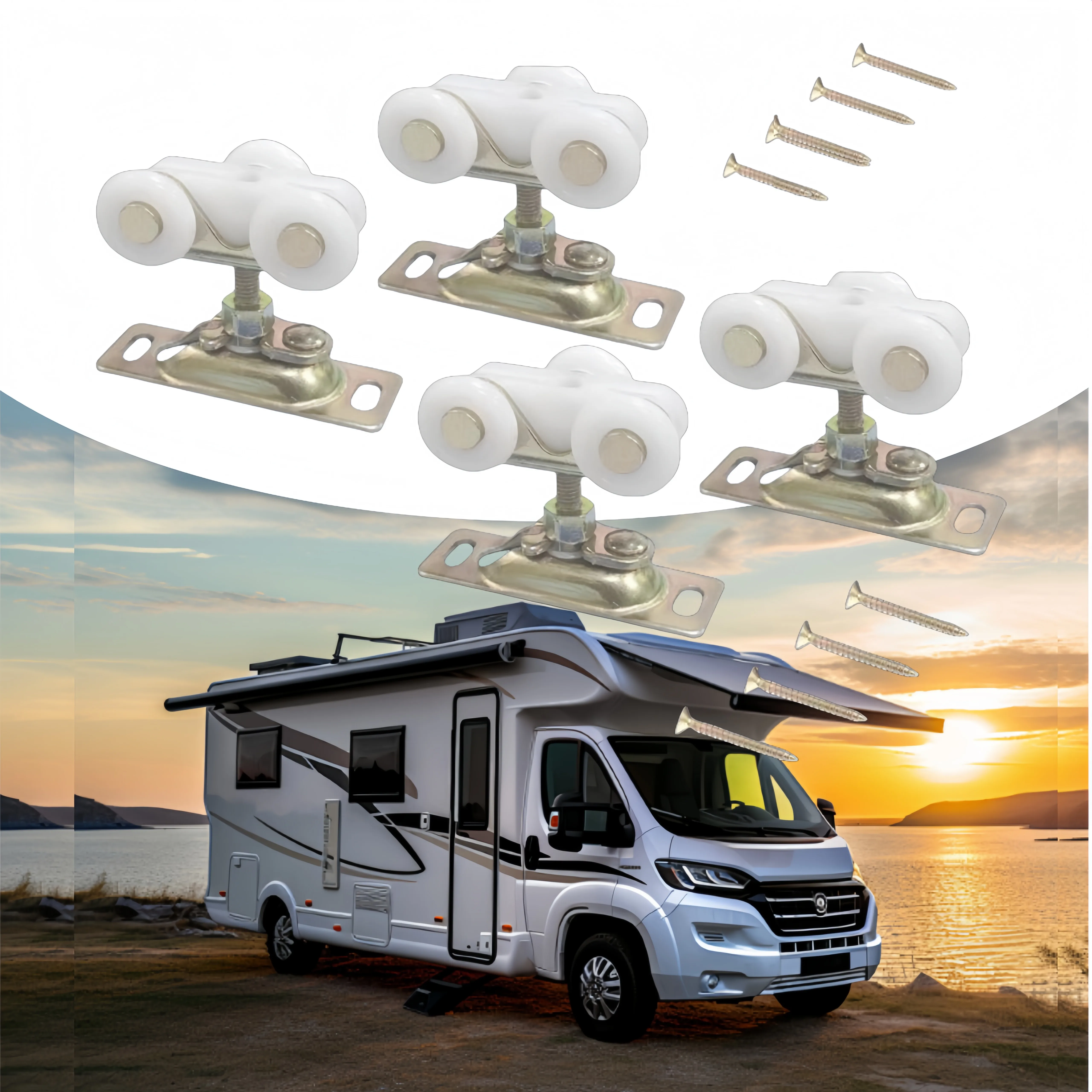 العالمي انزلاق الباب الأسطوانة عدة السلس هادئة دائم الصلب قوس استبدال عجلات ل RV تخييم خزانة جيب أبواب الحظيرة #1