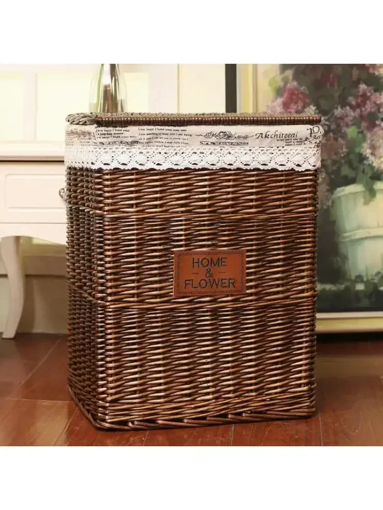 Dirty hamper rattan fabric dirty clothes storage basket laundry basket laundry clothes with cover extra large storage basket