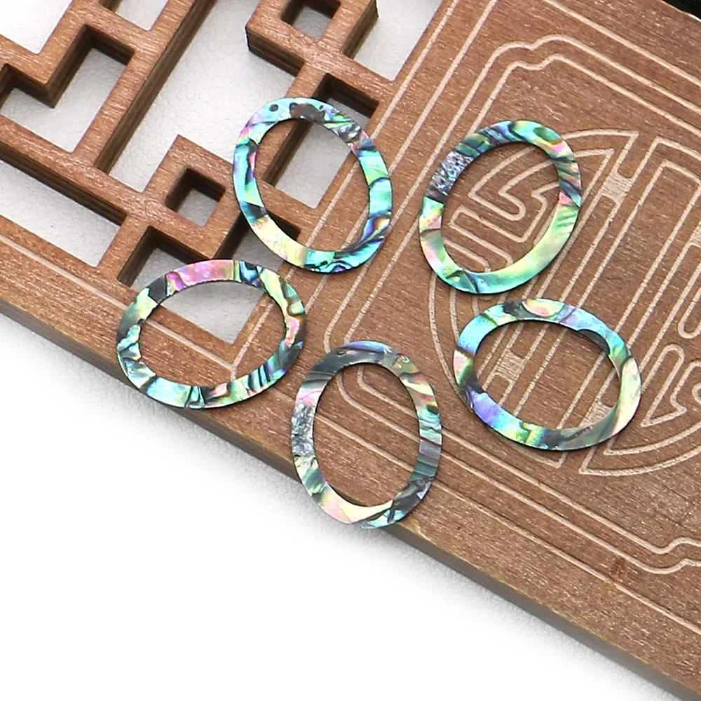 Single-sided Ring-shaped Natural Colorful Abalone Shell Carved Loose Pendant DIY Necklace Earring Jewelry Materials Accessories