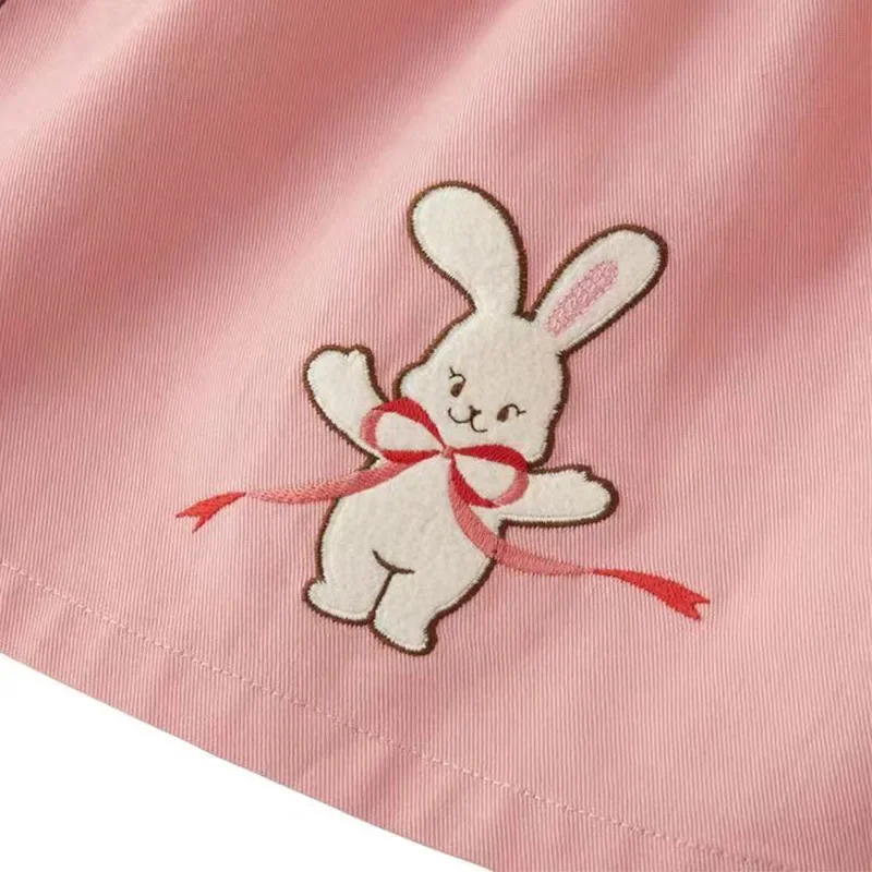 Girls Dress Spring New Cartoon Cute Bunny Letter Embroidery Bow Strap Skirt 2024 image 4