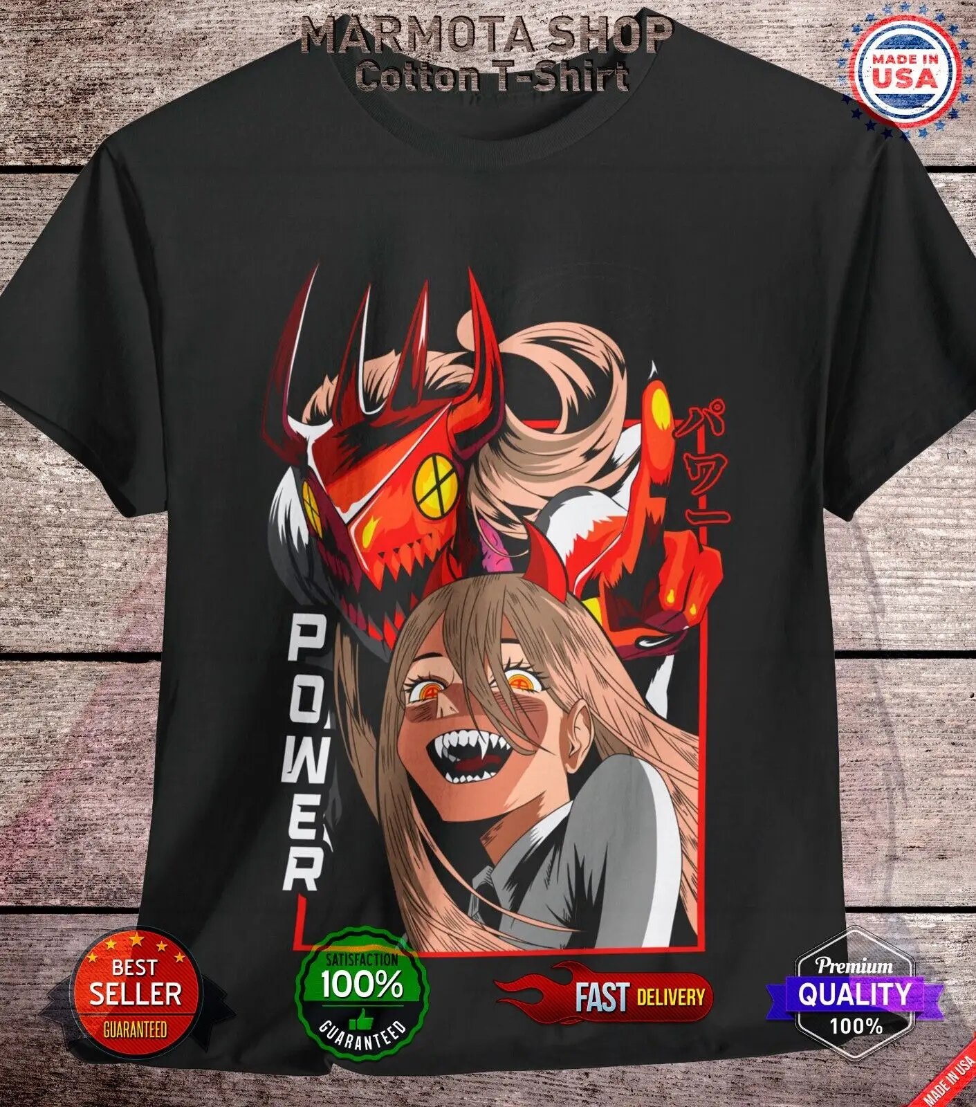 Power Chainsaw Man Shirt Waifu Ecchi Anime Tee T-Shirt Sexy Makima Kawaii Devil