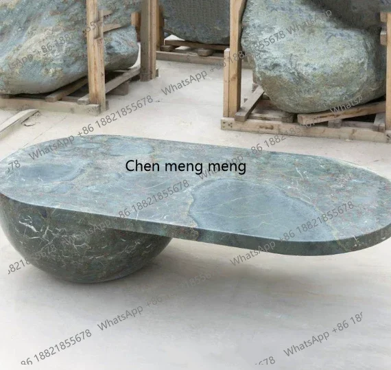 

Zj6660Sphere Base Oval Design for Home Use for Living Room & Garden Outdoor Furniture Modern Green Marble Coffee Table