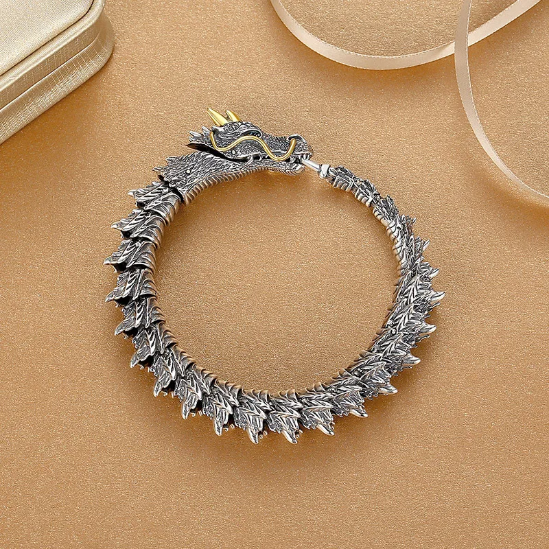 New bracelet men's domineering personality trend retro niche senior dragon bracelet hand-woven men's and women's bracelets.