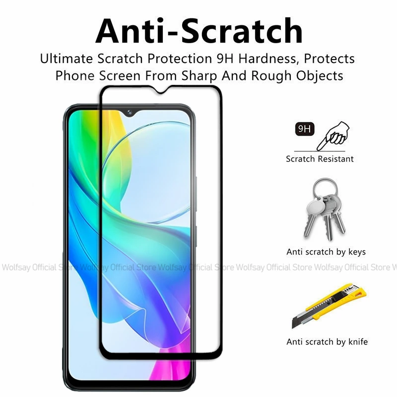 2/4PCS Tempered Glass For Vivo Y03 4G Screen Protector Vivo Y03 4G Glass Full Glue Cover Protective Phone Film For Vivo Y03 4G