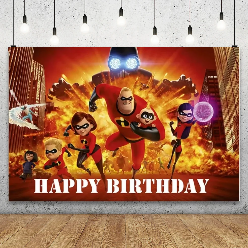 Disney The Incredibles Photography Backdrop Kids Birthday Family Party Background Poster Bedroom Room Decoration Banner Studio