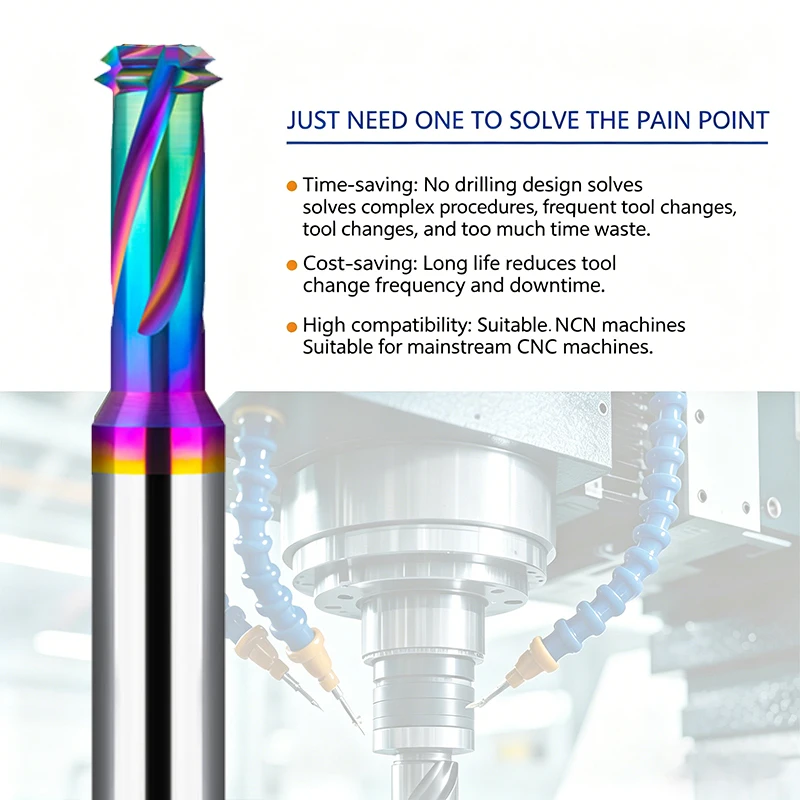 Farbenfroher Multifunktionaler Gewindefräser ohne Vorbohren M1.6 M2 M4 M5 M6 3-in-1 Bohrer-Gewindefräser Integrierter Aluminiumlegierungs-Gewindefräser – Detail 2