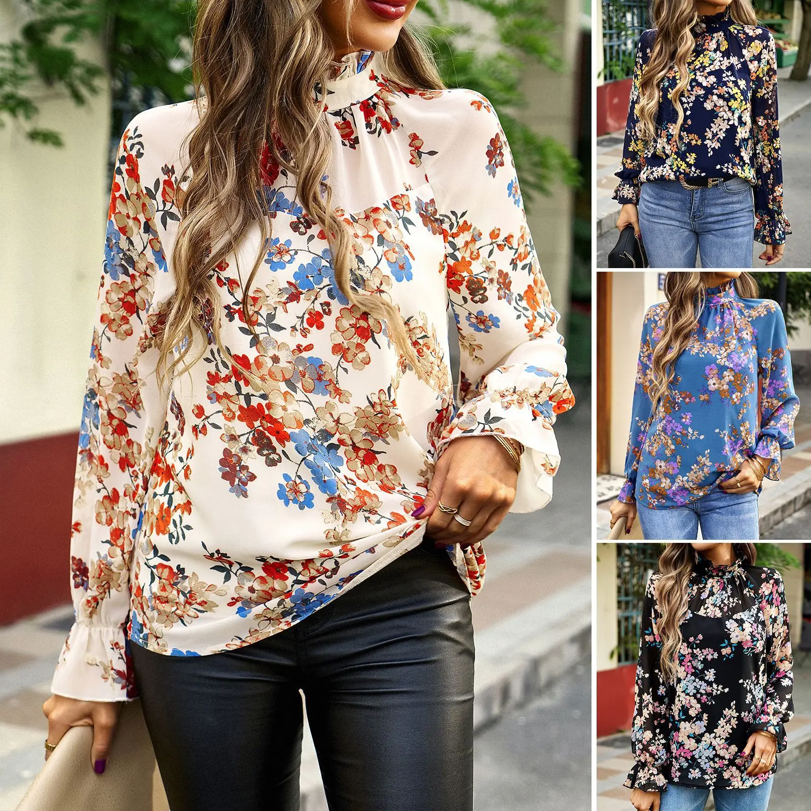 

Floral Long-sleeved Shirt Women's 2025 Autumn Temperament Commuter Shirt