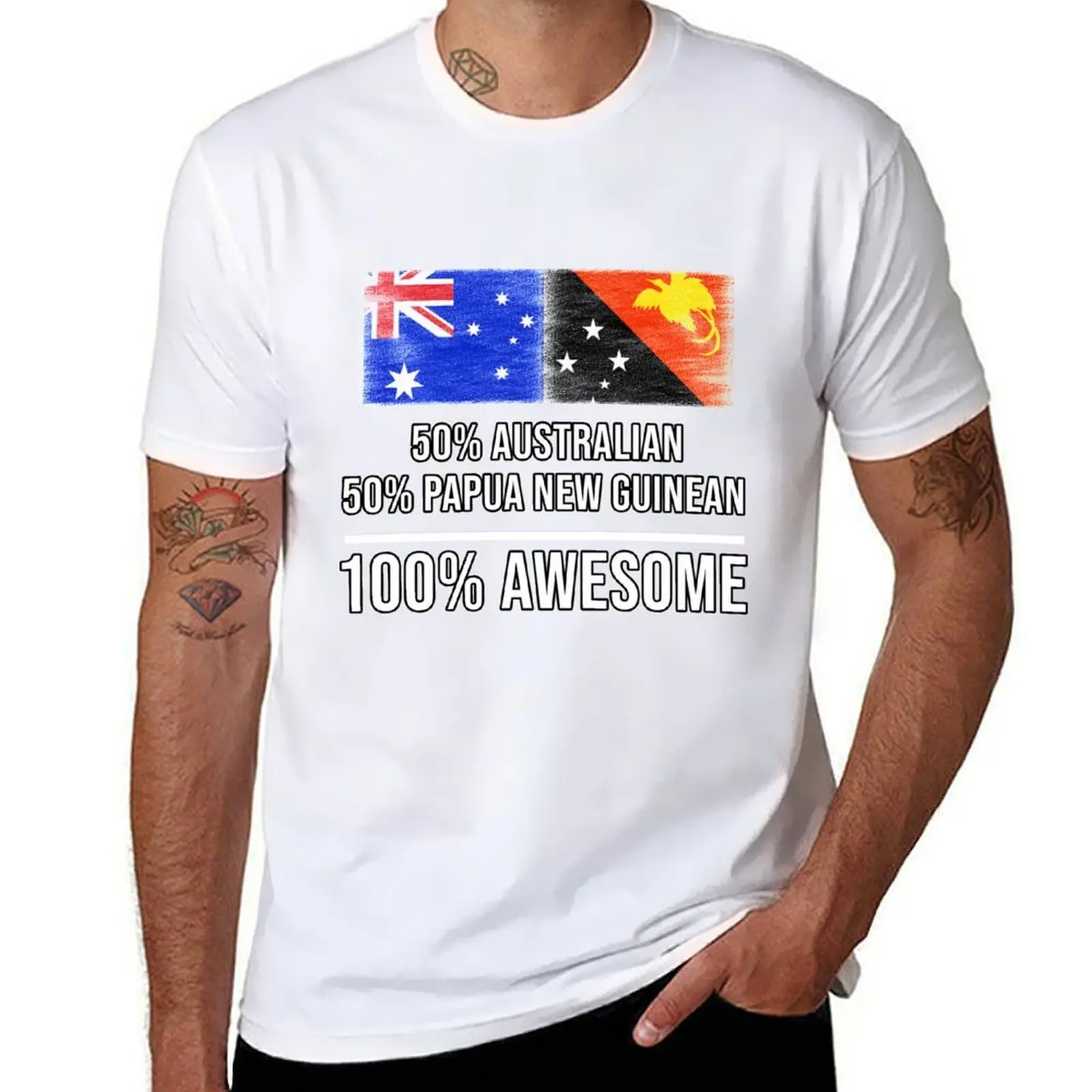 

50% Australian 50% Papua New Guinean 100% Awesome - Papua New Guinea Flag Gift For Papua New Guinean T-Shirt