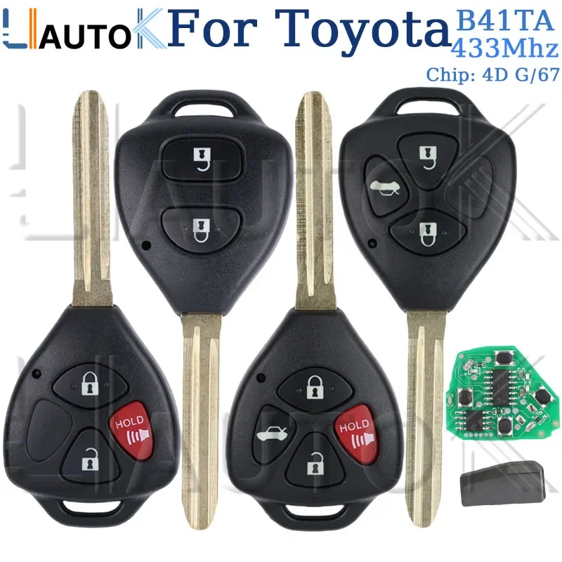 

Умный ключ от автомобиля B41TA для Toyota Fortuner Innova Hilux Yaris Corolla 4D 67 G чип 433 МГц 89070-52E61 Автомобильный дистанционный ключ 2/3/4 кнопки