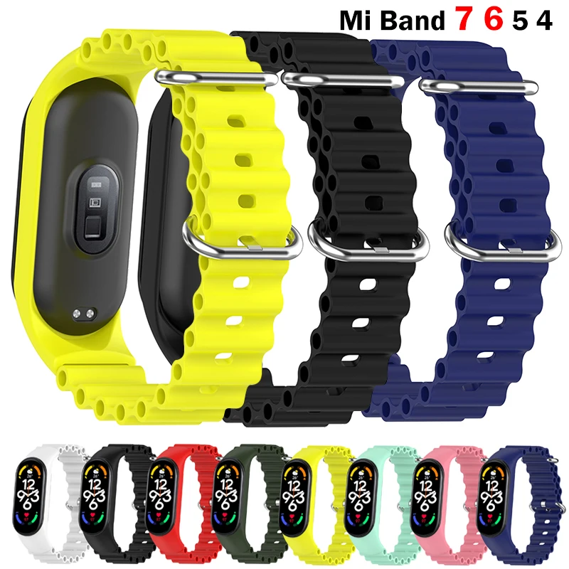 Bracelet de rechange intelligent en silicone souple pour Xiaomi Mi Band, bracelet de sport, bracelet océanique, 7, 6, 5, 4, 3, 5, 7, 8