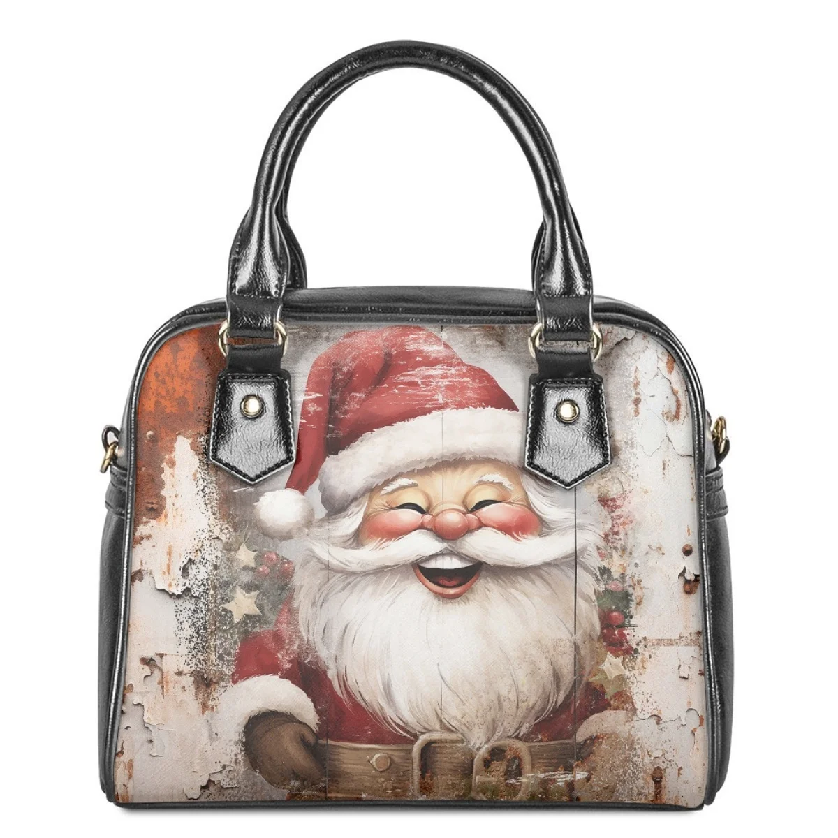 

Jackherelook 2023 Women's Tote Handbag Lovely Santa Claus Design Crossbody Bag for Ladies PU Leather Shoulder Bag for Christmas