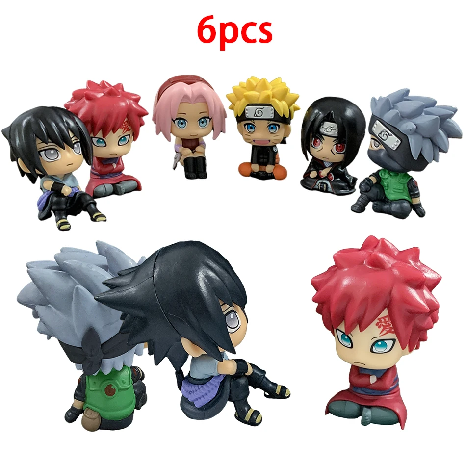 6 Stück Naruto Anime Figuren Kakashi Figurine Q Version Sasuke Actionfigur Sammlermodell Spielzeug Geburtstagsgeschenk
