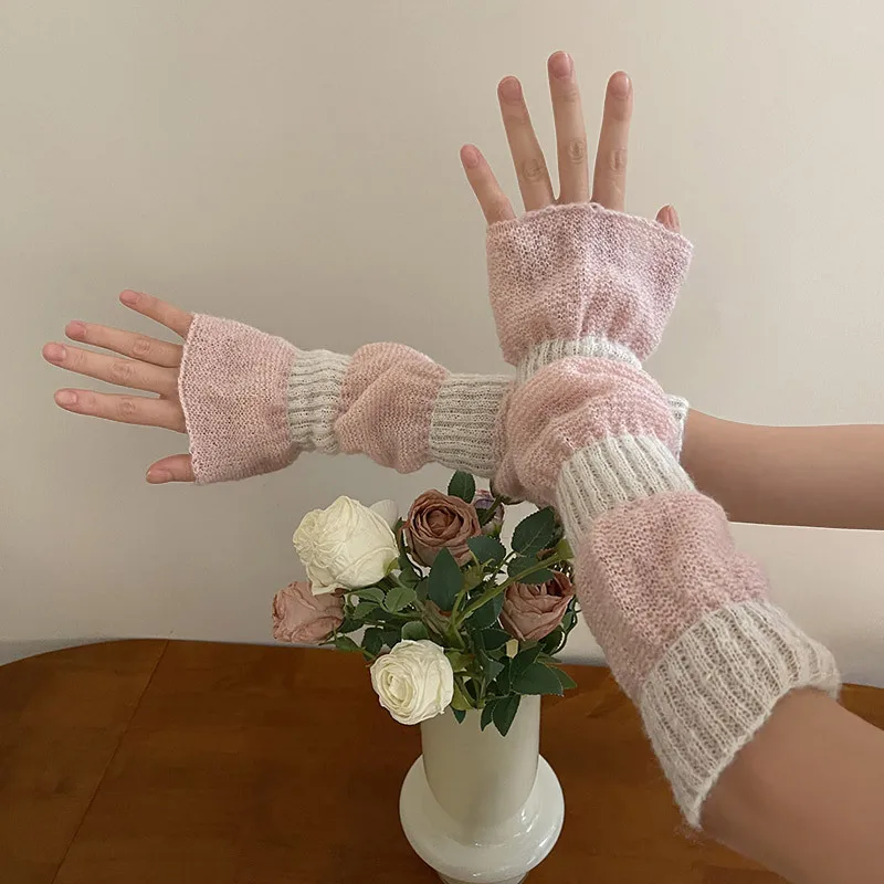 Millennium Y2k hot girl mohair ragazza sottile Lolita jk manica lunga splicing protezione solare e guanti caldi copertura del braccio della manica