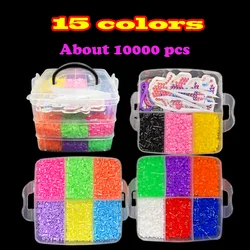 10000 Pcs Fuse Beads Craft Set, Creative DIY Kit with Storage Box, Pegboards, Ironing Paper Chain Accessories Colorful Crafts