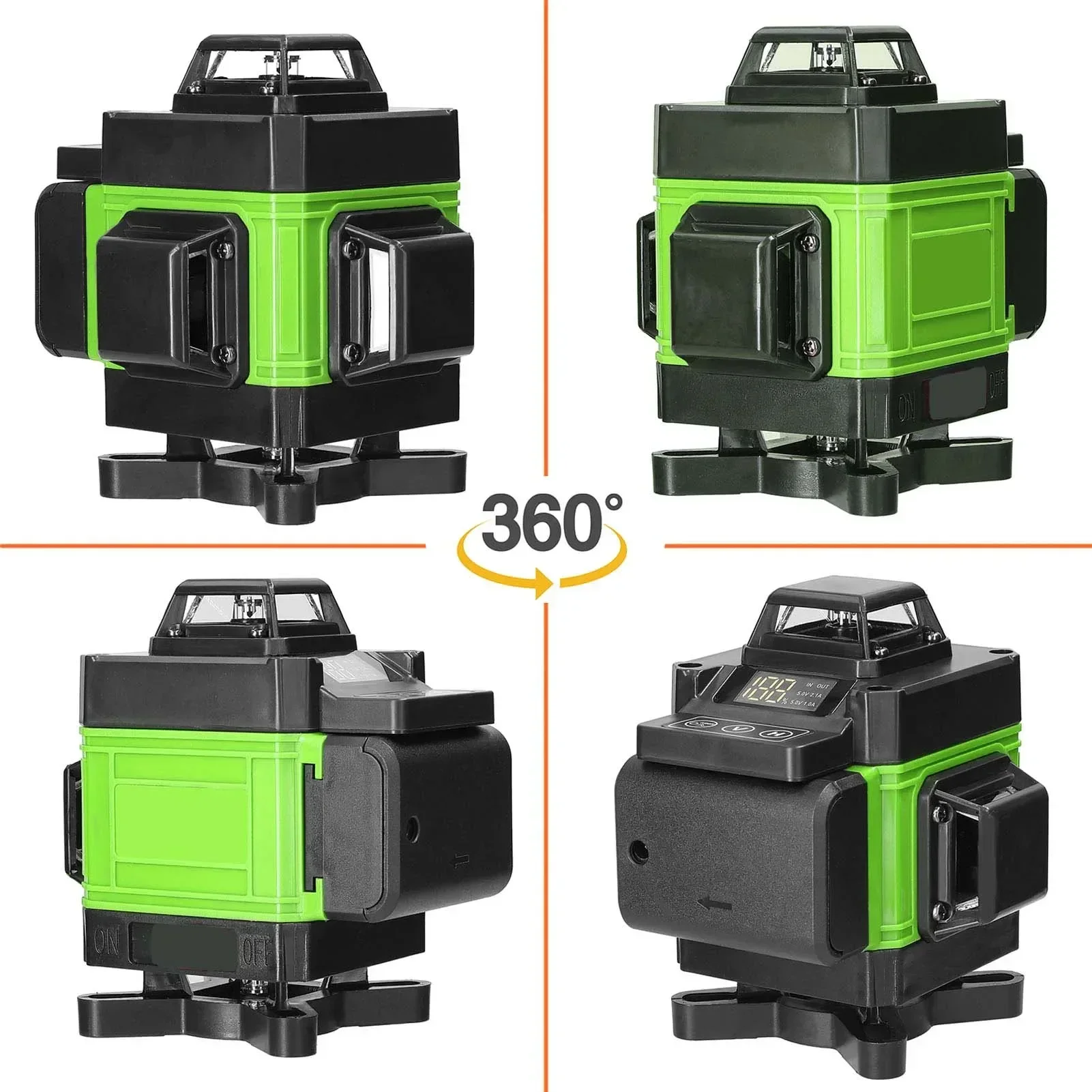 4D 16/12 /8 Lines Green Light Vertical and Horizontal Site Measuring Laser Instrument Inclined Laser Level  Construction Tools