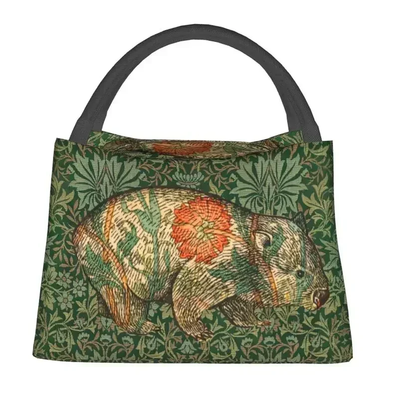 Custom Rossetti's Wombat In Green Flower Garden Lunch Bag Thermal Cooler Insulated Lunch Box for Picnic Camping Work Travel