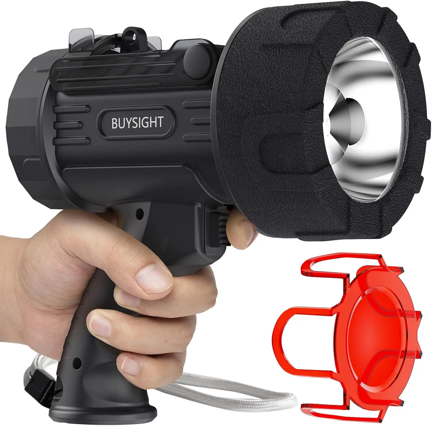 

Rechargeable Spotlight Flashlight, 1000000 Lumens Waterproof Hunting Lamp with Red Filter, Long Battery Life